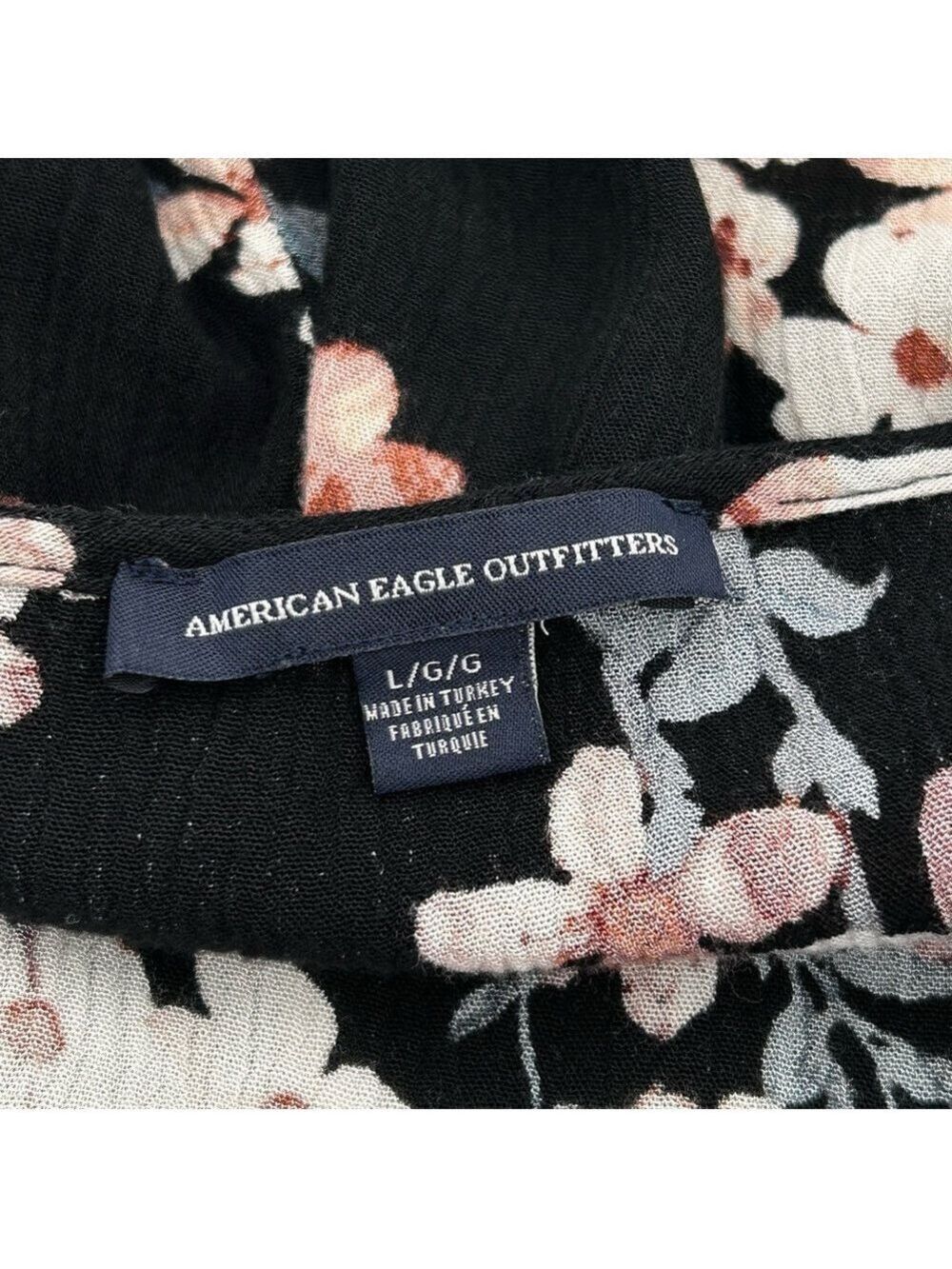 American Eagle Black Floral Romper Short Sleeve Large - Picture 10 of 10